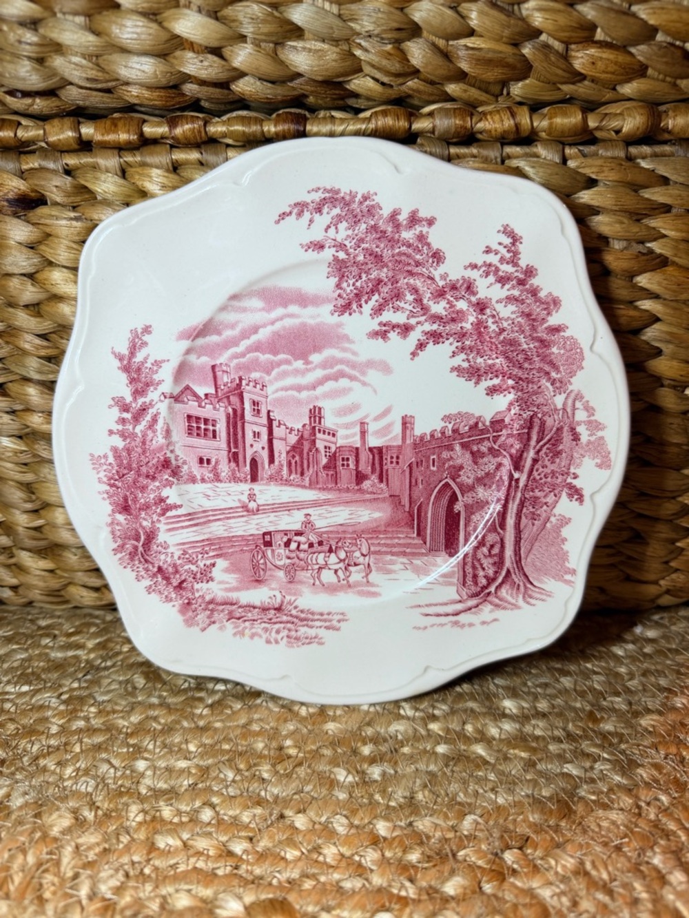 Johnson Brothers Monochromatic Ceramic Plate depicting Haddon Hall